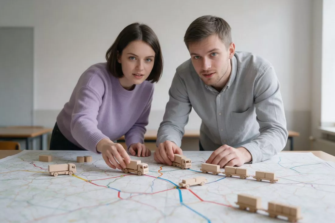 studenci-planuja-trasy-dostaw-na-mapie-z-modelami-pojazdow