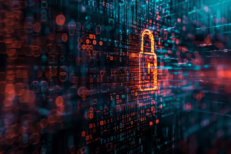 metallic-padlock-symbolizing-security-encryption-against-digital-backdrop-visual-metaphor-role-encryption-maintaining-online-privacy