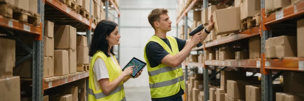 logistics-students-scanning-boxes-in-a-warehouse