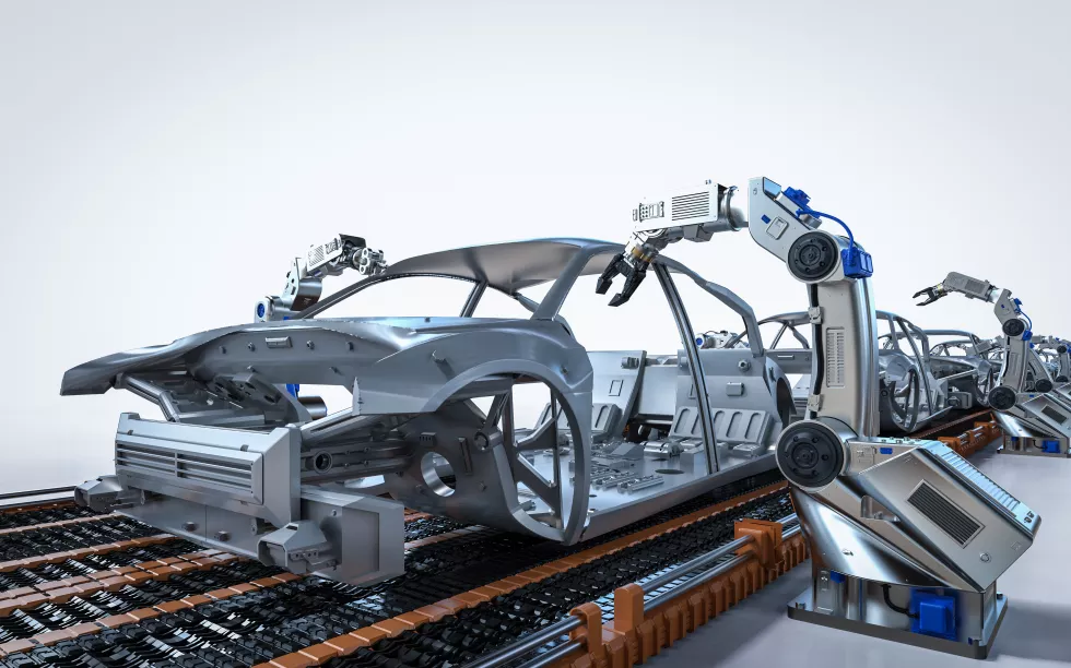 automation-aumobile-factory-concept-with-3d-rendering-robot-assembly-line-car-factory