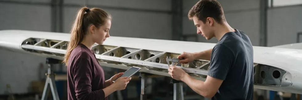 students-examining-an-aircraft-wing-section-in-a-workshop-test