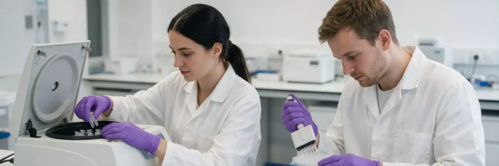 biotechnology-researchers-preparing-samples-at-a-lab-centrifuge