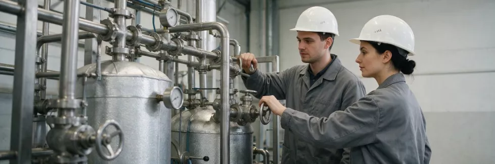 process-engineers-checking-valves-on-a-pilot-plant-installation-test