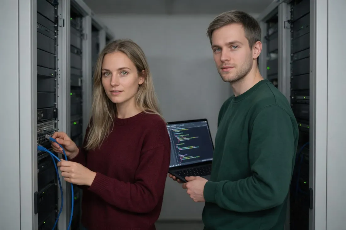 studentka-i-student-w-serwerowni-z-laptopem