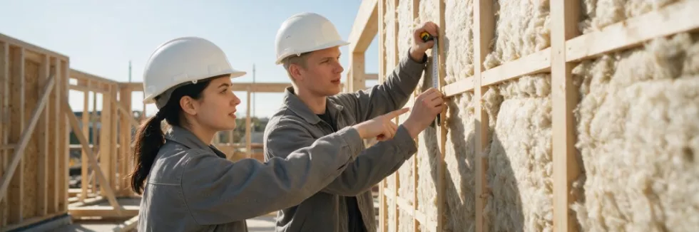 students-inspecting-an-insulated-timber-frame-wall-on-site