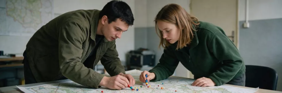 two-people-planning-an-emergency-response-on-a-large-map