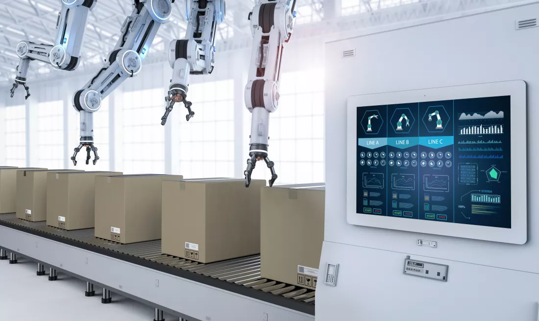 automation-industry-concept-with-3d-rendering-robot-assembly-line-factory