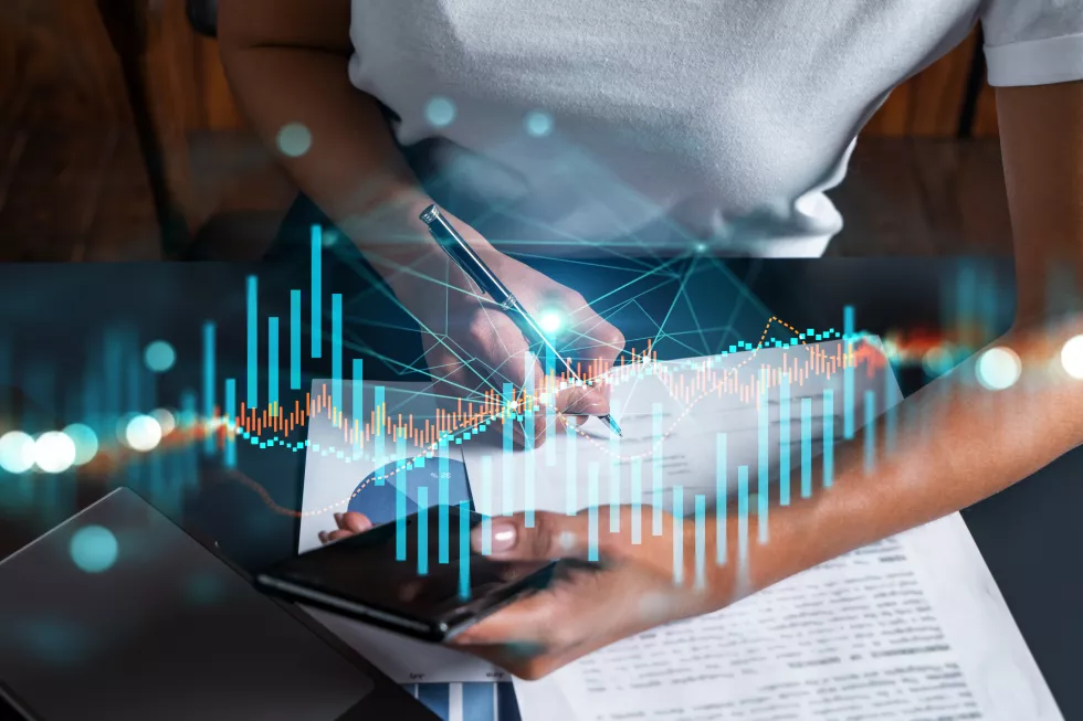 forex-graph-drawing-woman-signing-contract-use-phone-double-exposure-financial-analysis-concept