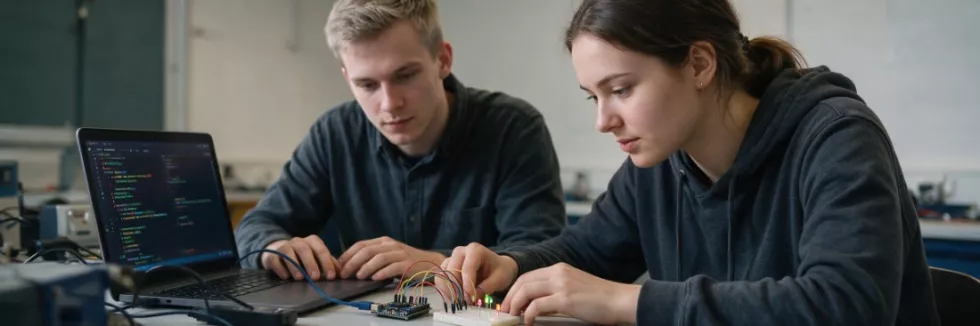 students-programming-a-microcontroller-board-with-leds
