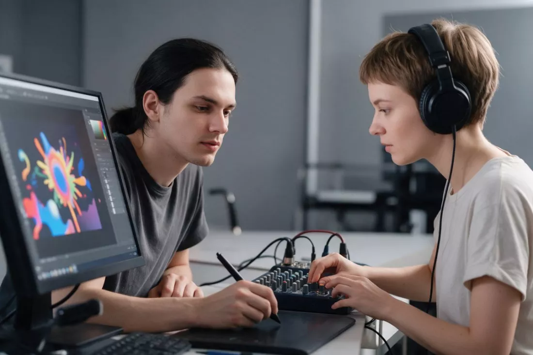 studenci-tworza-animacje-i-dzwiek-w-studiu-multimedialnym