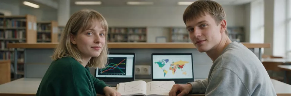 students-comparing-economic-graphs-on-laptops