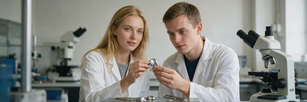 students-examining-polished-metal-samples-in-a-materials-lab