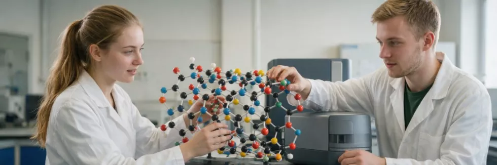 students-examining-a-carbon-nanotube-model-in-a-lab