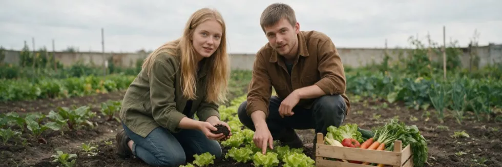students-checking-soil-in-an-organic-vegetable-field
