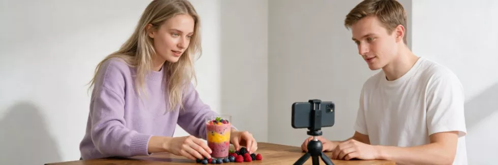 students-filming-a-product-video-with-a-smartphone-on-a-tripod